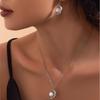 Tiny Chain Necklace Matching Earring In Stainless Steel With Zircon Moon Pendant Necklaces Dangle Earrings Jewelry Set For Women