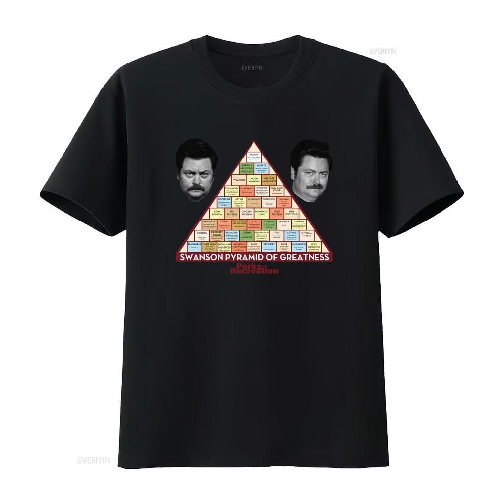 Mens Parks and Recreation Swanson Pyramid Of Greatness T Shirt Unique Design for Fans Vintage Washed Designer Clothes