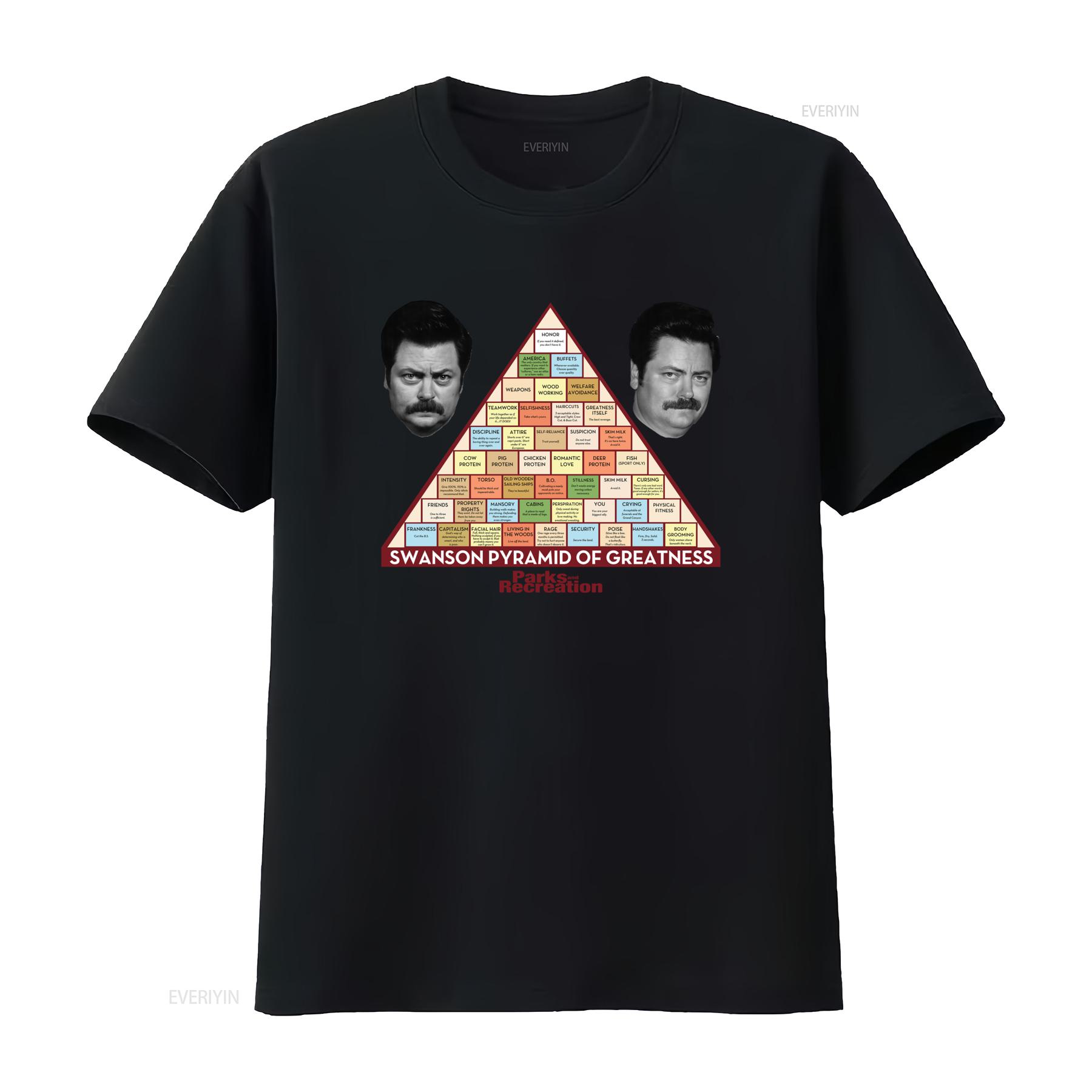 

Mens Parks and Recreation Swanson Pyramid Of Greatness T Shirt Unique Design for Fans vintage Washed designer clothes 4XL