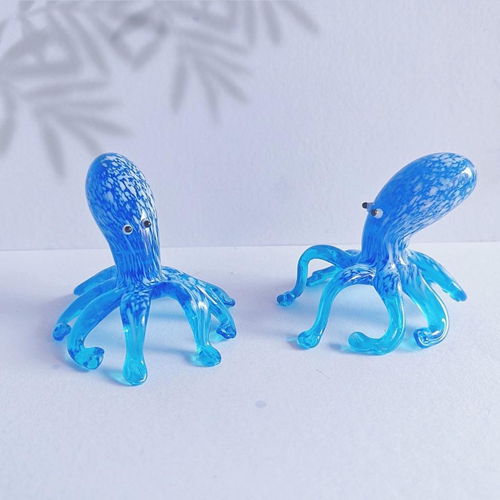 Glass Colorful Octopuses Miniature Sculpture Whimsically Desktop Shelf Decors Gift for Animal Lover Anniversary Celebration