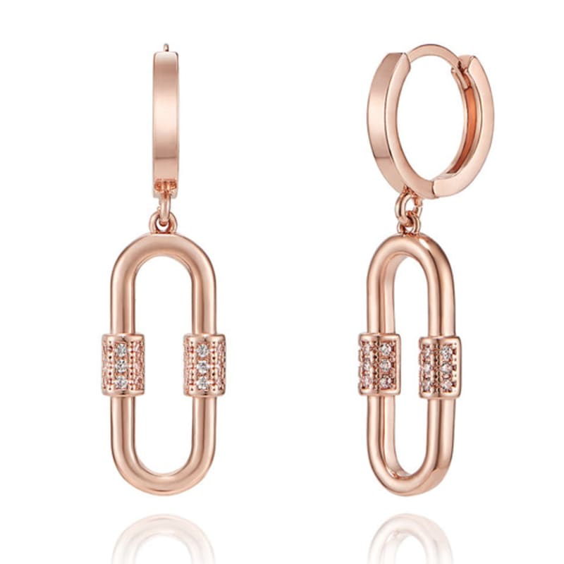 ELLE Jewelry 14K Fork Drop One-Touch Earrings (Gold Pin) ELGPEE439