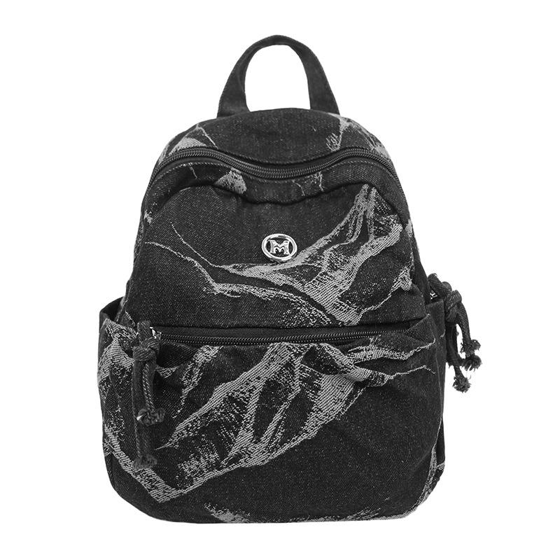 Schoolbag Japanese washed denim backpack Female Mori retro versatile college student schoolbag literary style versatile casual backpack