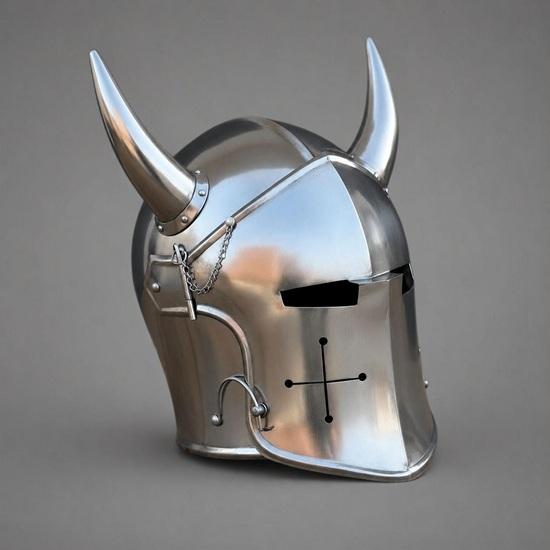 Medieval Horned Knight Helmet Handmade Viking Crusader Steel Helmet, Gothic Armor Costume Helmet, LARP Cosplay Decor Gift