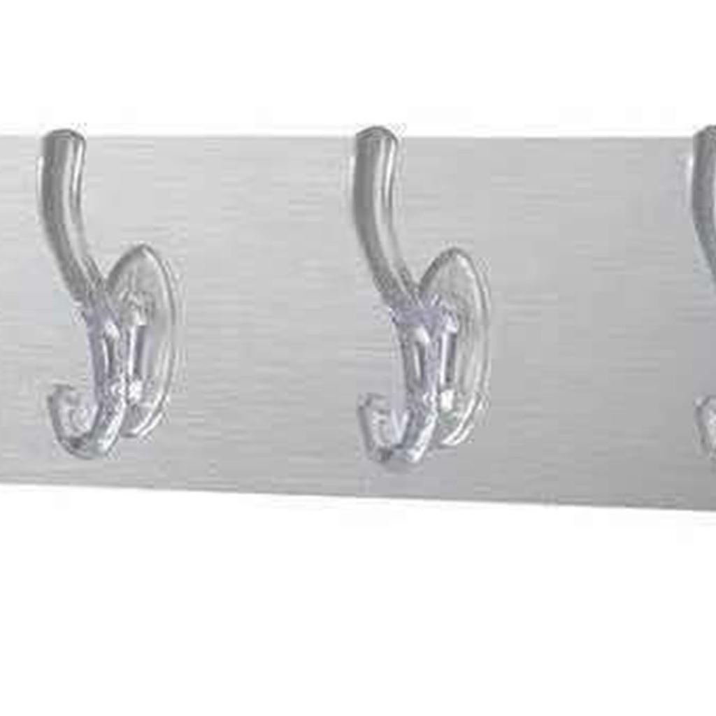 Long Strip Hook Wall Mount Punch Free Traceless Strong Adhesive Transparent Acrylic for Kitchen Bathroom