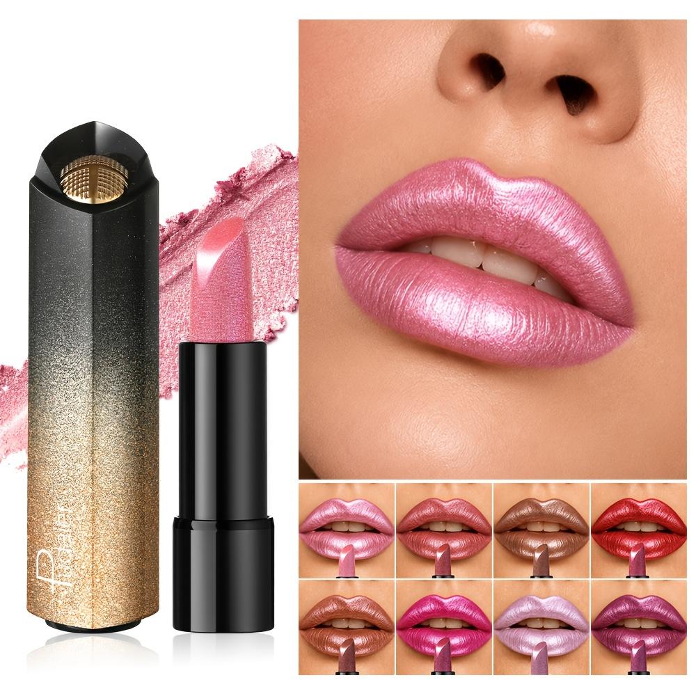 Rossetto Perlescente con Brillantezza Fine, ad Alto Lucido, Facile da Colorare, Lunga Tenuta, Facile da Colorare, Idratante, Effetto Cremoso e Liscia