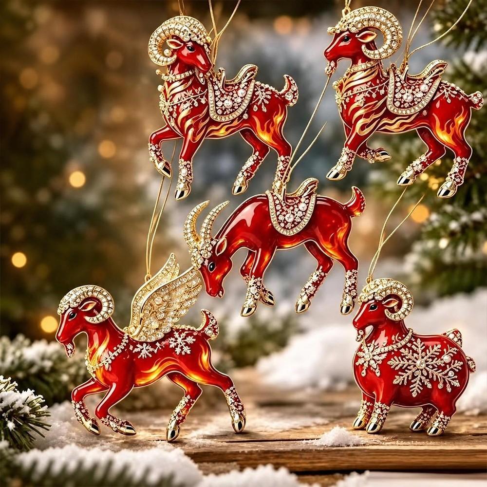 Acrylic Goat Pendant Shining Christmas Tree Ornament Zodiac Goat Souvenir  Holiday Party Decor