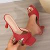 Fashion 2025 Summer New Fashion Women High Heels Slippers Square Toe Shoes for Women Design Open Toe Slingback Slides Female Zapatos