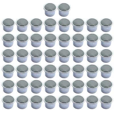 50pcs Metal Candle Cups Tapered Wax Candle Holder Silver Color Candlestick Jar DIY Candle Making Crafts Home Decorations