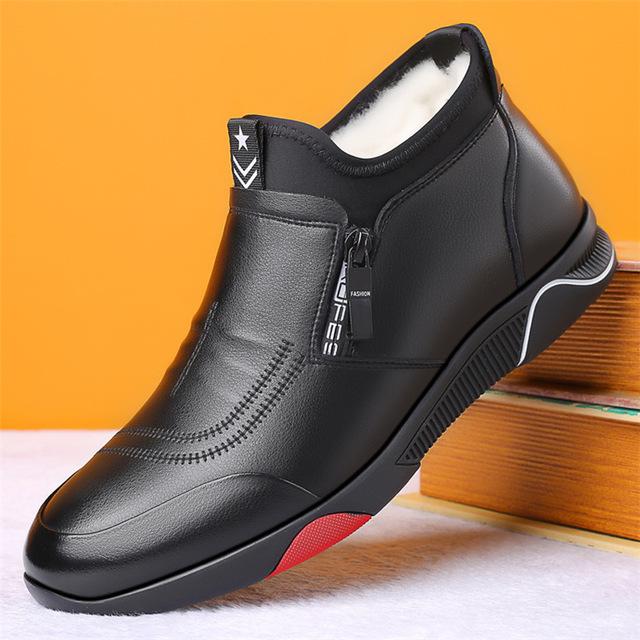 Genuine Leather Men Boots Men's Winter Shoes Fashion Wool Snow Boots Shoes Sneakers Ankle Boots Men Casual Shoes Footwear