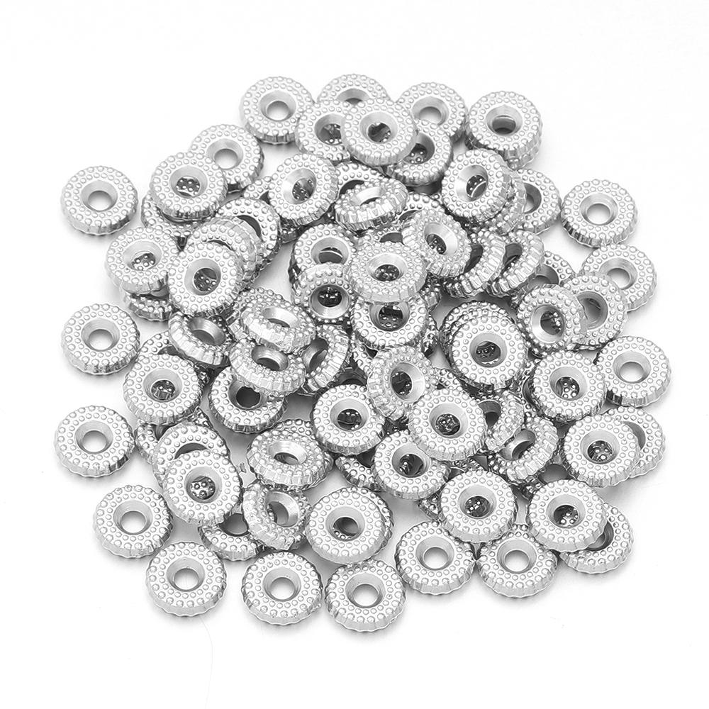 200pcs CCB Spacer Beads Flat Round Big Hole Loose Beads For Jewelry Making DIY Handmade Necklace Bracelet Accessories Findings