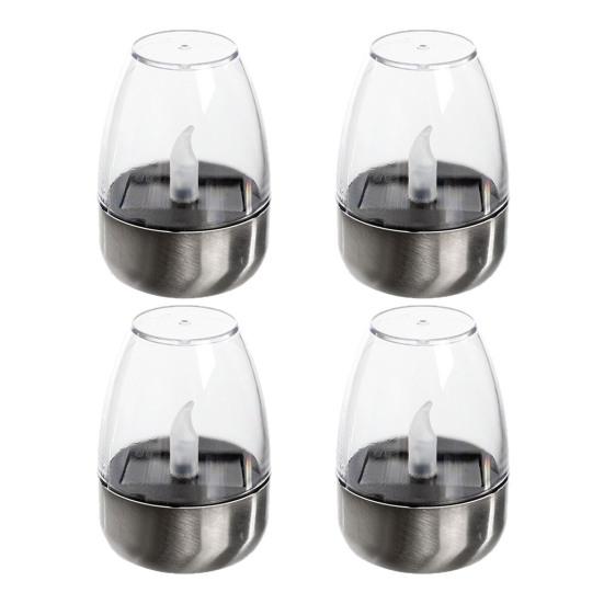 Solar Candle Light Waterproof Solar Powered Tea Light Realistic Flickering Flameless LED Kerosene Lantern for Patio Garden Porch Tabletop Indoor