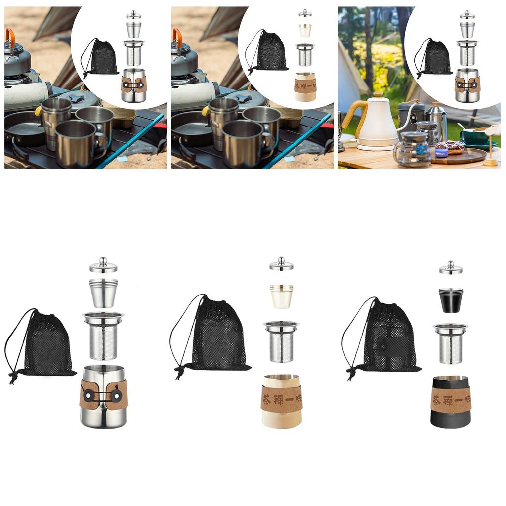 Tragbares Teeset mit Sieb und Deckel Camp Geschirr Chinesisches Kung Fu Teekannenset für Geschäftsreisen Wandern Outdoor Haushalt