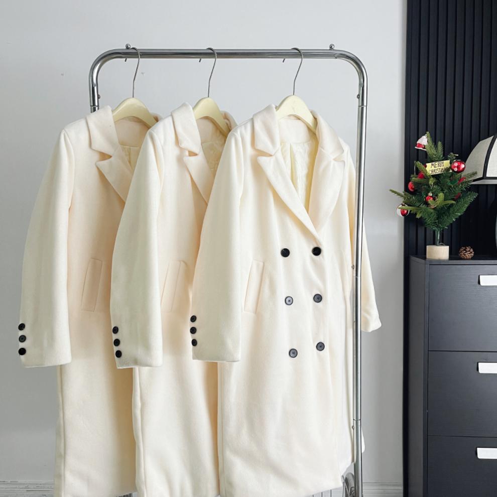 Xin Xing Women's Petite High-End Woolen Overcoat - Korean Style Straight Shoulder, Thickened Cashmere for Fall/Winter