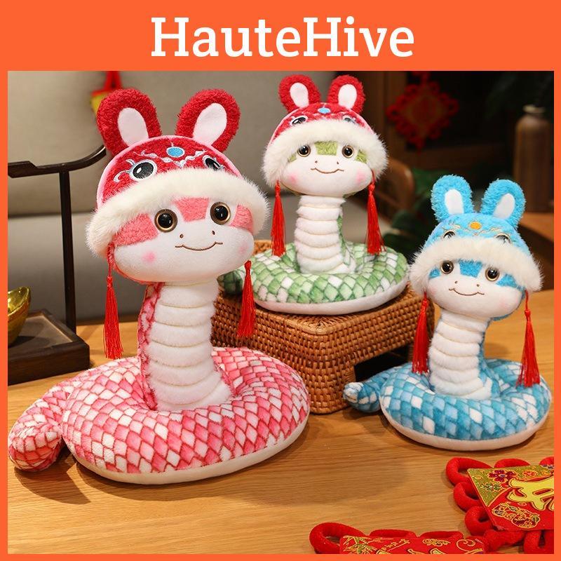 Adorable Elegant Snake Plush Toy Soft Crystal Material Decorative Figurine In Red Pink And Blue