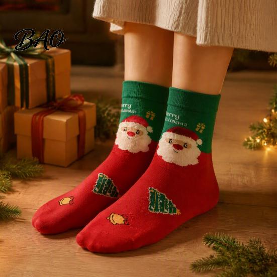 Breathable Combed Cotton Socks Christmas for Men And Women, Soft Colorful Festive Crew Winter Socks, Novelty Footwear Holiday Wear Matching Couple