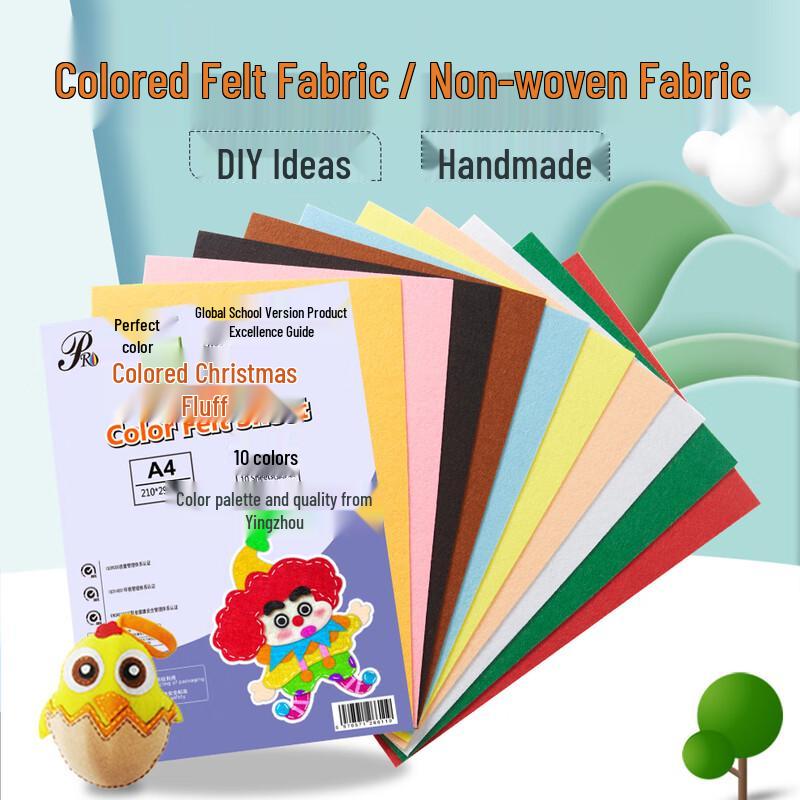 PRCOLORFUL A4 Mixed Color Felt Fabric Sheets for DIY Crafts