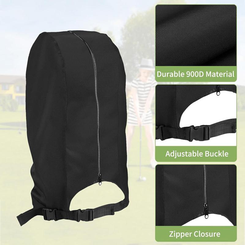 Schwarze Golfschläger-Regenhülle Staubdichte Regenkappe Schlägerschutz Tragbare Golfschläger-Regenhülle für Golftasche und Carry-Cart-Ständer-Tasche