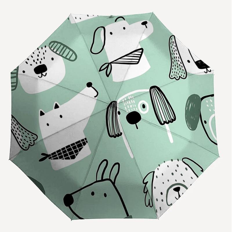 1PC Dog Pattern Umbrella-8-Rib Reinforced, Automatic Open, Lightweight & Durable, Cute Fashion Accessory for Outdoor-A1309
