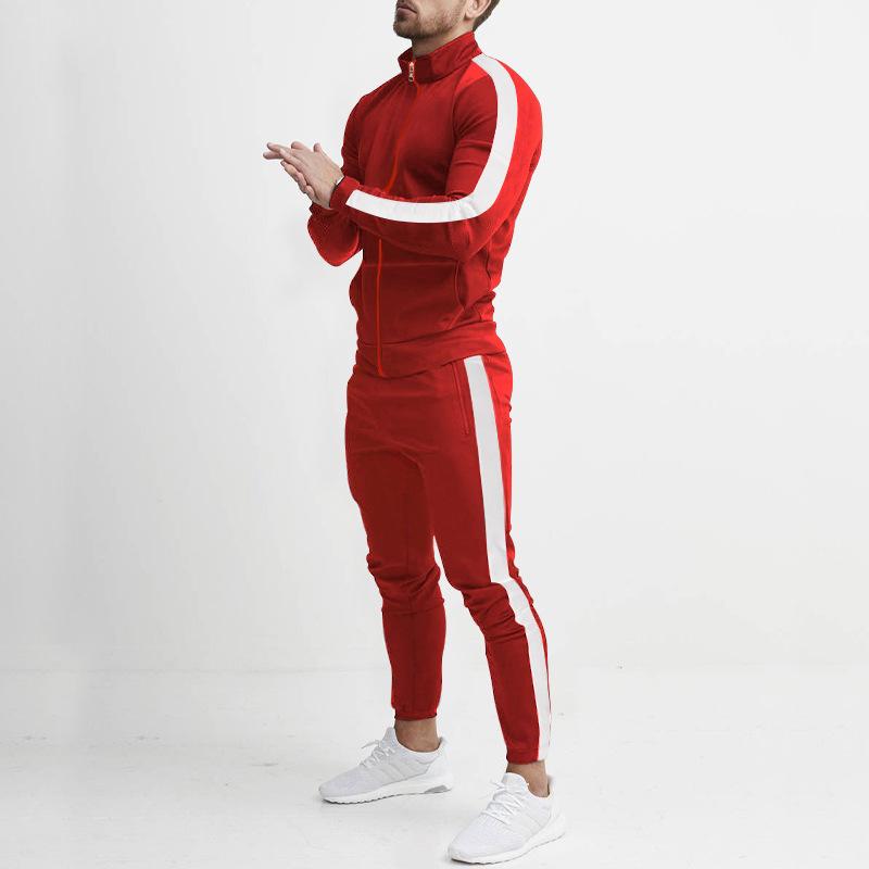 Autumn and Winter Casual Men's Sports Suit Color Matching Men's Clothing