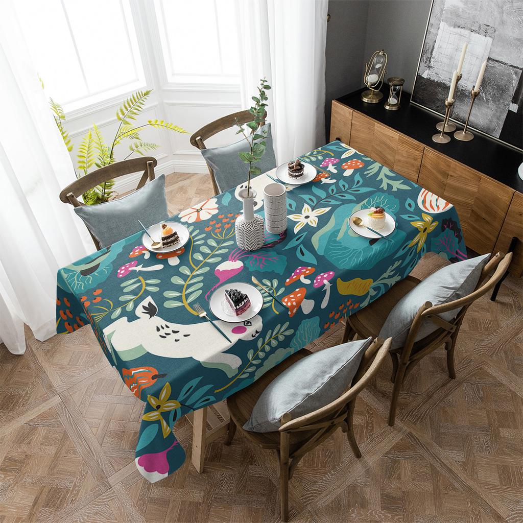 Față de masă cu flori de iepure și frunze de ciuperci Decor de vacanță Fețe de masă dreptunghiulare rezistente la apă Decor de nuntă