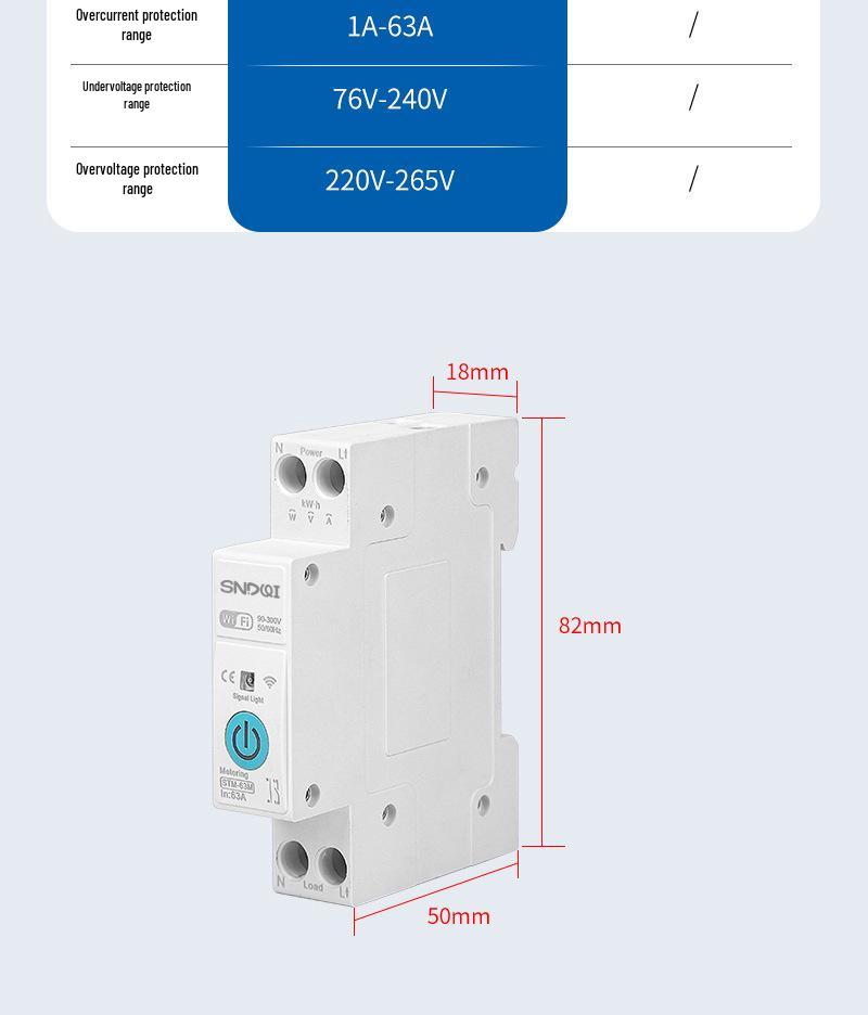 Tuya WiFi Smart Circuit Breaker with Voltage Protection & Remote Timer Control
