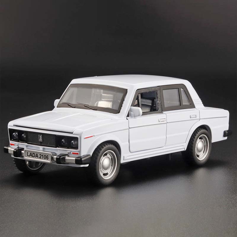 1/32 skala LADA 2106 odlany model samochodu zabawka, wycofać pojazd zabawkowy z dźwiękiem i światłem dla dzieci maluch chłopcy dziewczęta kolekcja prezentów