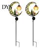 Outdoor Christmas Decorative Stakes Solar Moon Light, Santa Snowman Crescent Garden Stake Warm Weather Resistant Lawn LED Glow, Festive Pathway Light