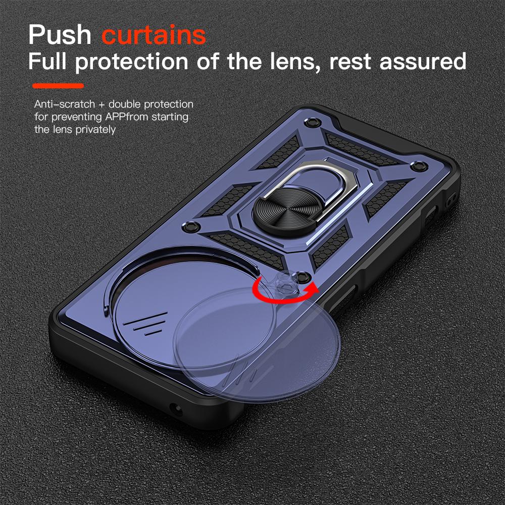 KEYSION Wstrząsoodporne etui na ZTE nubia Focus Pro 5G z przesuwaną osłoną obiektywu aparatu, pierścieniem ochronnym i podstawką, pokrowiec na telefon dla nubia Focus Pro 5G