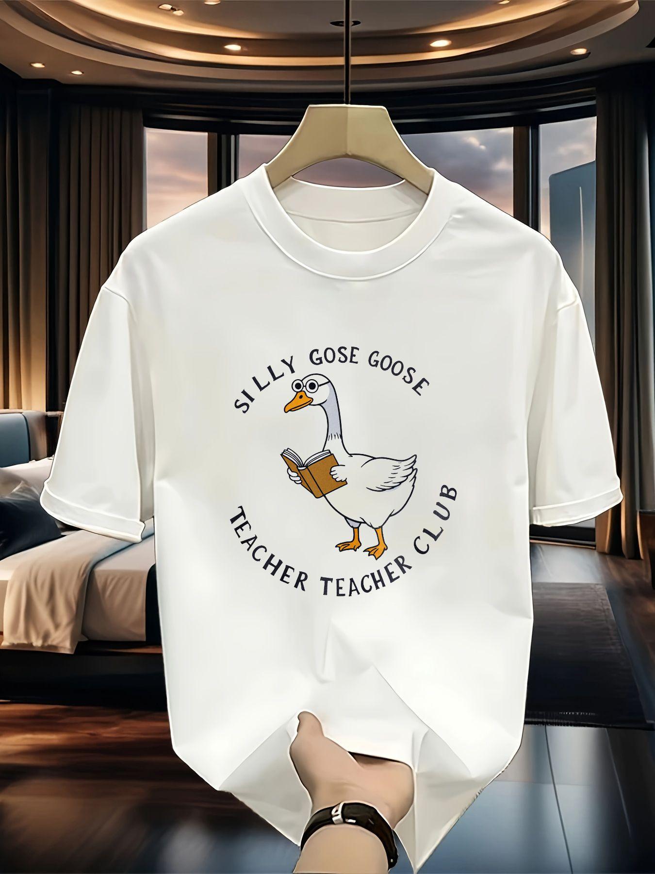 Silly Goose Teacher Club T-Shirt - Fun and Quirky Graphic Tee for Teachers, Relaxed Fit, Soft Cotton Material - Ideal Gift for Teacher Appreciation Da S разноцветный
