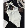 Halter Metal Flower High Cut Backless One Piece Swimsuit Women Swimwear Female Monokini Padded Bather Bathing Suit Swim
