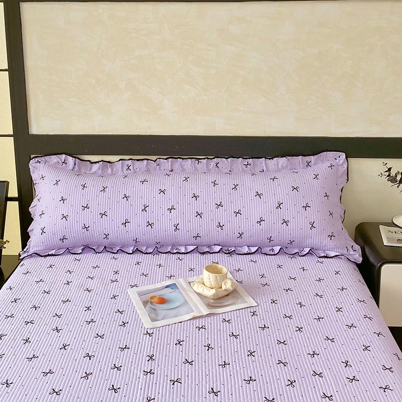 1 pc Long Couple Pillow Shams 100/120/150/180cm Long Pillow Cover with Ruffles Decorative Soft Purple Quilted Pillowcases Cover