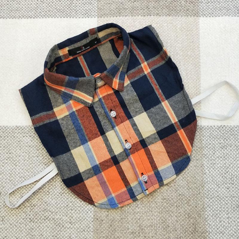 Plaid Women Shirt False Collars White  Removable Lapel Collars For Women Fake Collar Women Detachable Collars Nep Kraagie