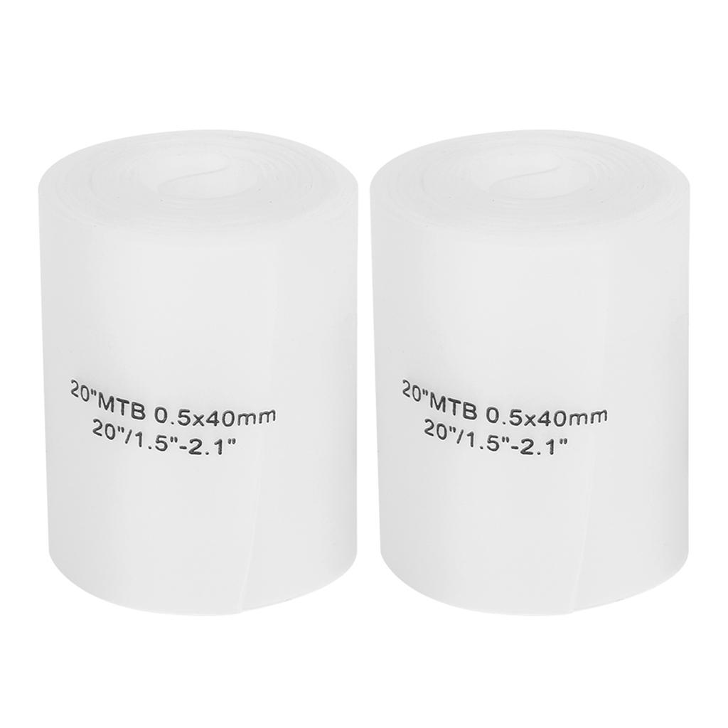 2PCS White Polyurethane 20 Inch Bike Tire Liner Puncture Proof Belt Tyre Protection Pad Mountain Road Cycling