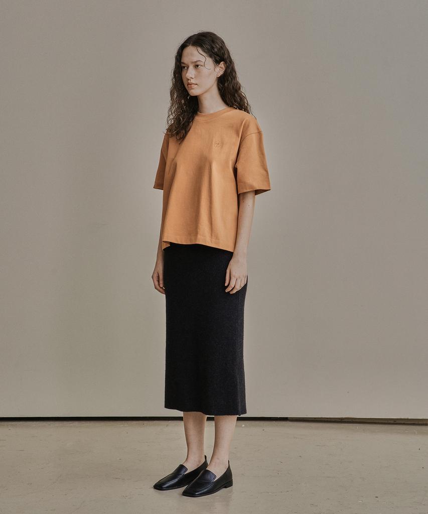 Kkeulle Oversized Logo Embroidered T-Shirt_Orange