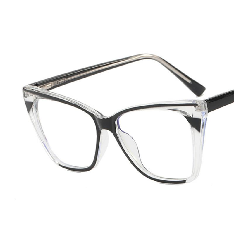 Oversize Cat Eye Square Frame Clear Lens Glasses TR90 Women Myopia Nerd Spectacles -0.5 to -6.0 Degree