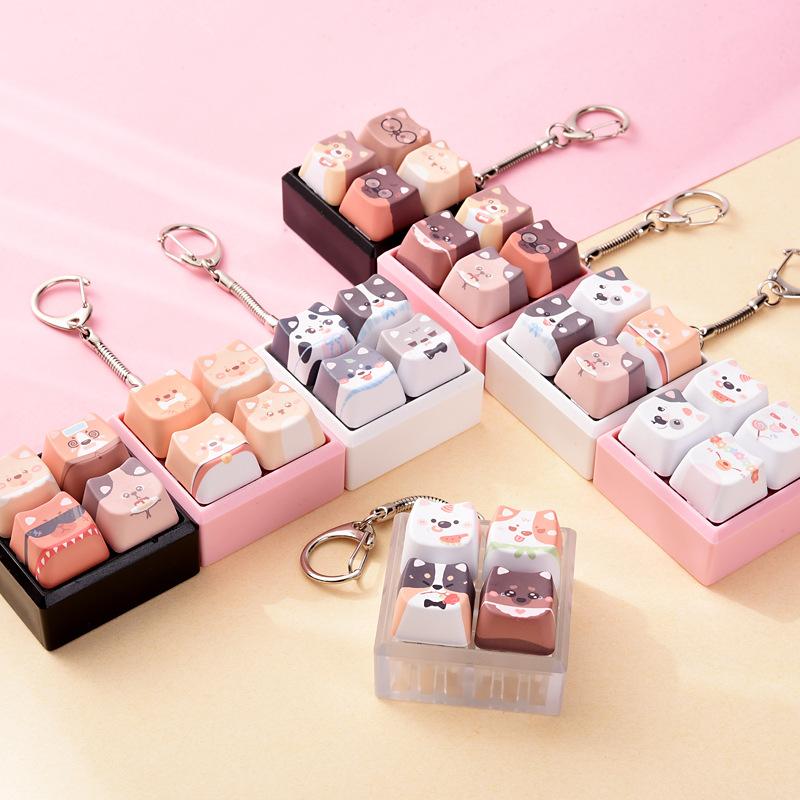 Cute Dog Squeeze Keychain Creative Stress Relief Fidget Pendant Mini Sensory Toy for Handbags Kids Party Gifts