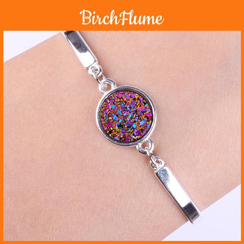 Eleganti Braccialetti Druzy Vintage in Pietra Geodica Naturale con Strass Pavé Druse