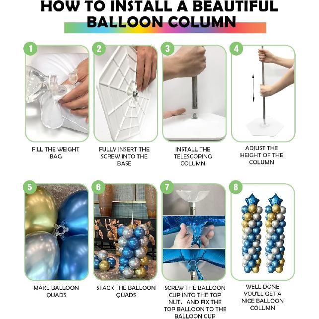 YALLOVE Balloon Column Stand Kit Sets of 2, 7 Feet Height Adjustable Balloon Tower Pillar with Reusable Metal Telescopic Design for Birthday,