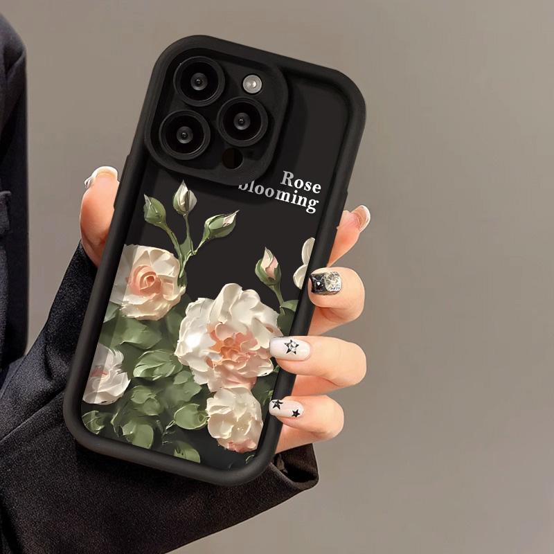 Large flower design Phone case iPhone 15 Pro Max 11 12 13 16 14 Plus Silicone Shockproof Case Lens protector shell
