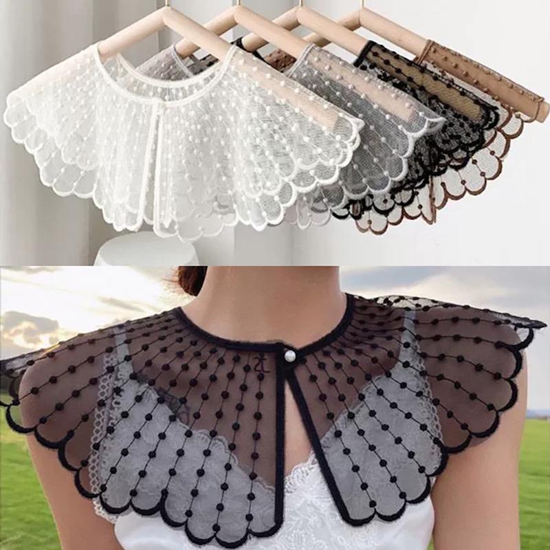 Korean Style Hollow Out Lace Fake Collar Solid Color Decorative Neck Shoulder Cover Ladies Summer Thin Casual Shawl