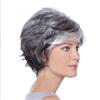Synthetic Natural Mommy Wig with Bangs Grey Black Short Wigs for Women Older Lady Hairstyle Halloween Costume Wigs for Mother