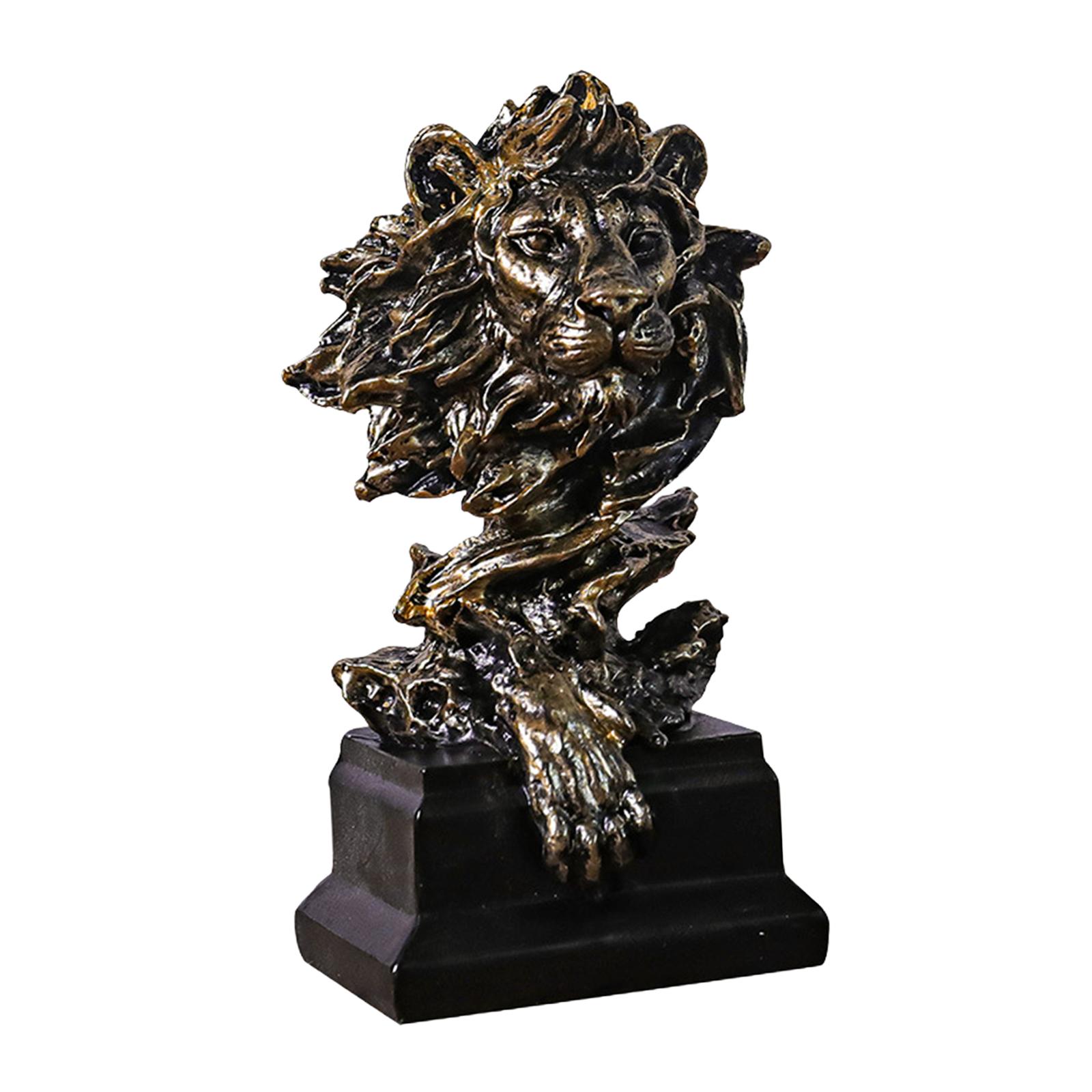 

Lion Head Statue Collectible Modern Tabletop Ornament for Cabinet Home Desk бронзовый