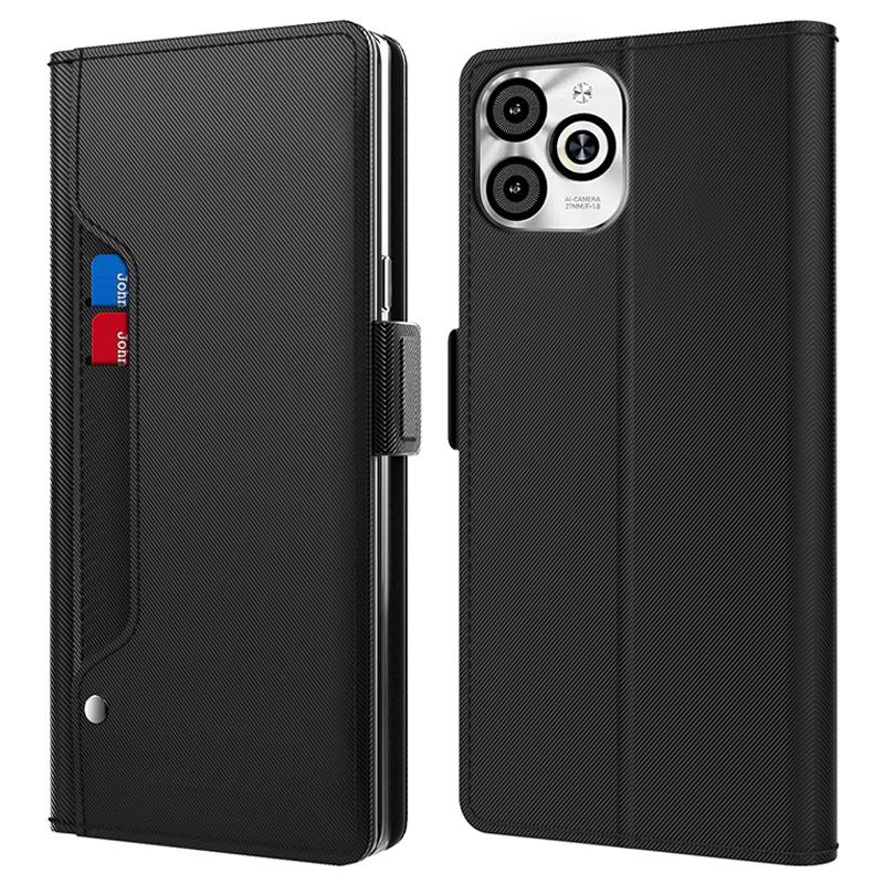 

Для Infinix Smart 8 HD 4G Чехол Зеркальный PU кожаный откидной чехол для телефона с подставкой и слотом для карт Black