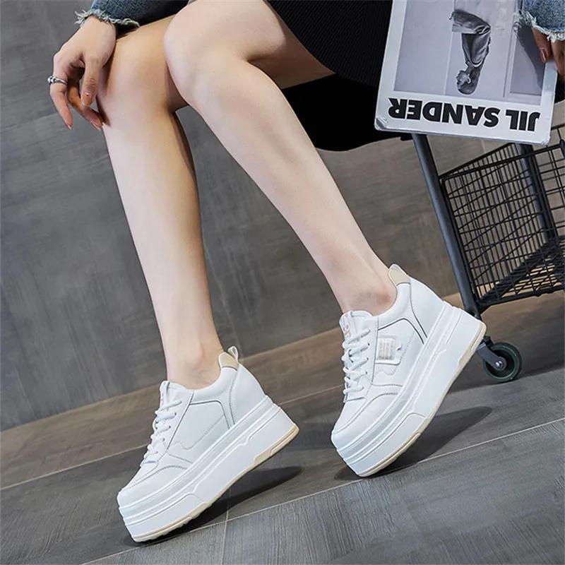 Women's Winter White Shoes Spring Autumn Genuine Leather Lace Up Girl Sneakers Women Shoes Flat Platform Casual Woman Shoe