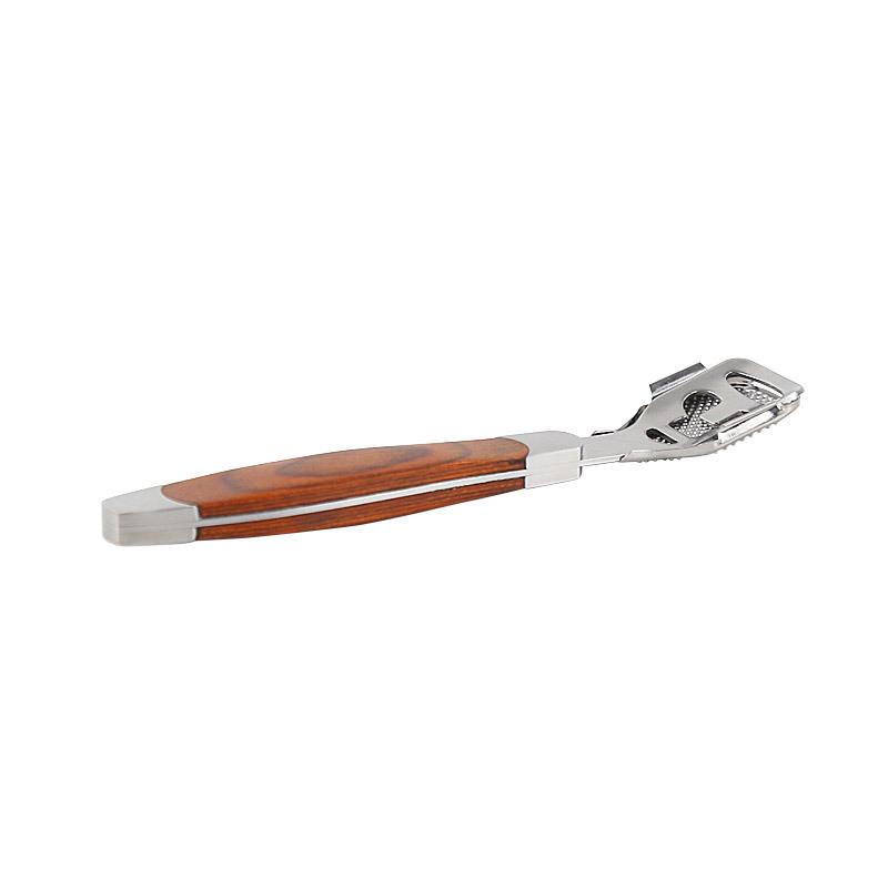 Stainless Steel Foot Scraper with Wooden Handle Remove Dead Skin Calluses Pedicure Knife Washboard Replaceable 10 Blades