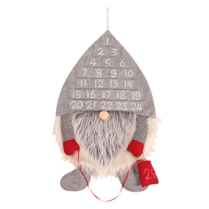 

1pcs Nonwoven Felt Christmas Calendar Hanger with Imitation Fur Advent Countdown Decor Reusable Home Holiday Ornament 64x39cm