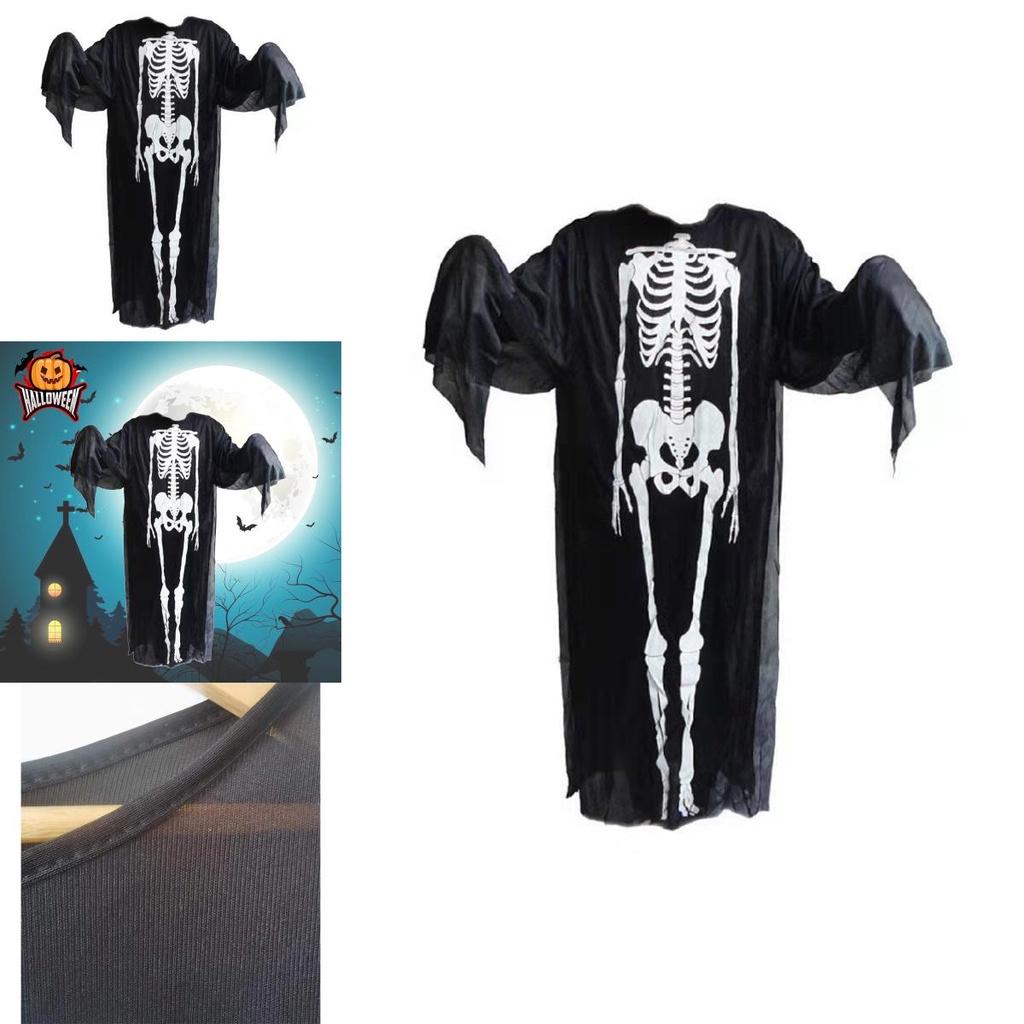 Halloween Skeleton Ghost Fancy Dress Cosplay Costume For Adults And Kids