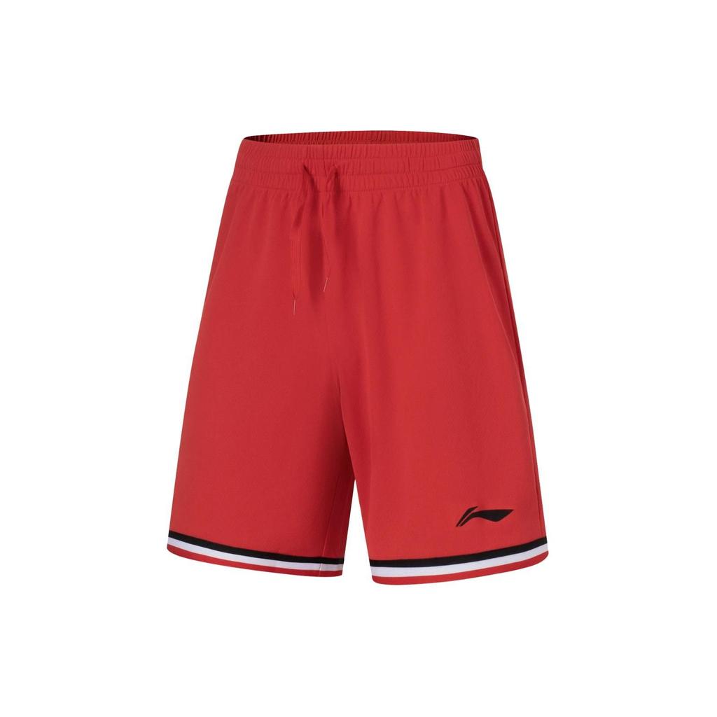 Li Ning Sports Basketball Series Logo Print Sweat-Wicking Competition Basketball Suit Men Sportswear Red AATT001-2