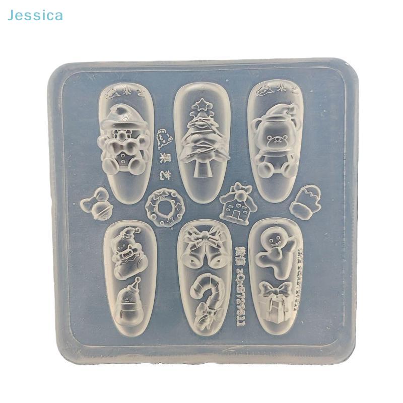 Christmas Series 3D Silicone Nail Art Molds Santa Claus Bear Snowflake Design DIY Transparent Manicure Decoration Templates