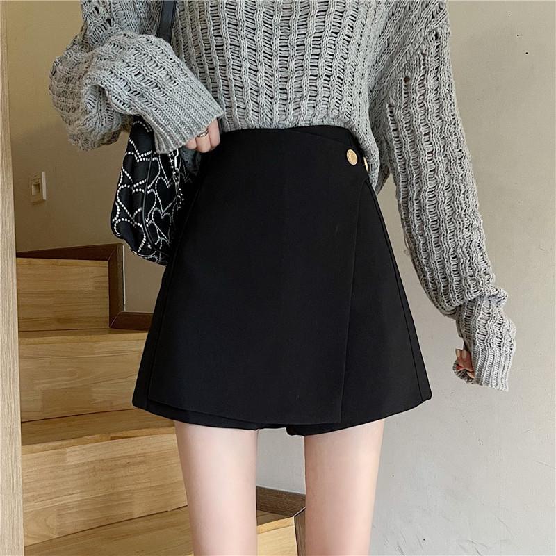 

Women s High Waist Slimming Irregular Skort - 2024 Autumn A-Line, Belly-Covering, Casual Fashion. 3 Extra Large чёрный
